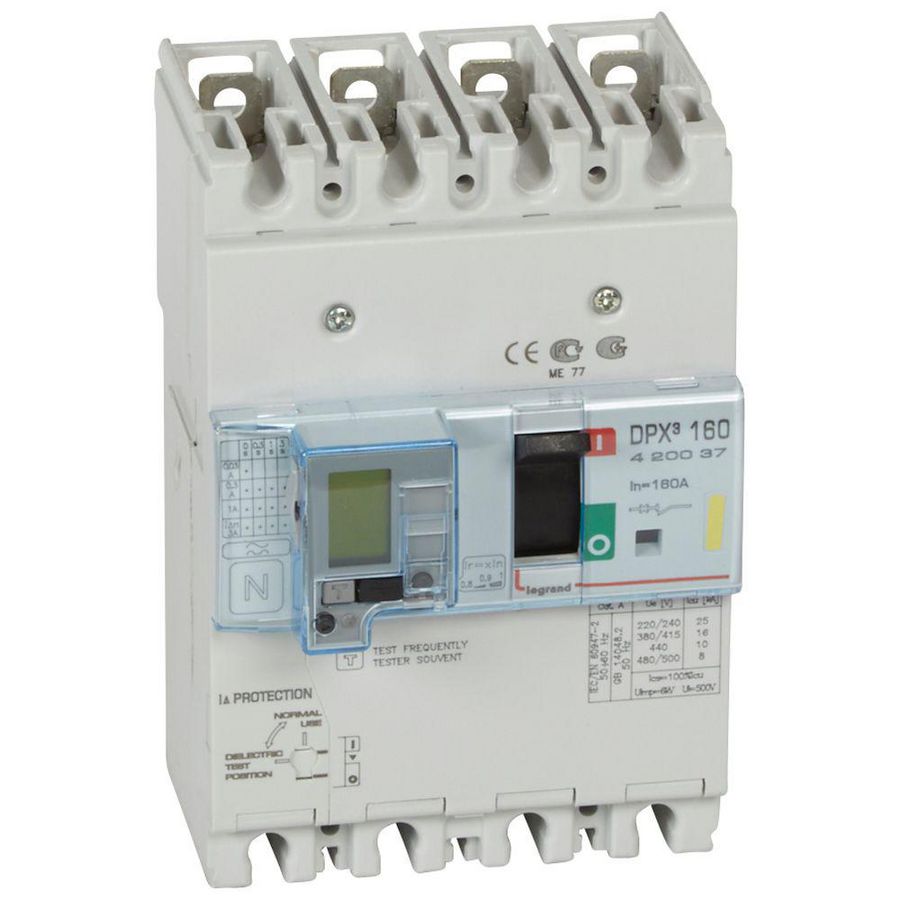 Vermogensschakelaar 160 Thermomagn.+RCD 160A 4P 16kA DPX3