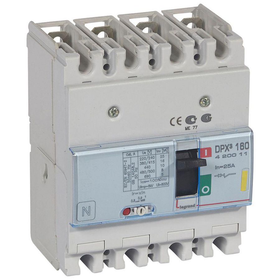 Vermogenschakelaar 160 Thermomagn. 25A 4-polig 16kA DPX3