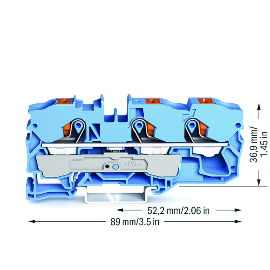3-draads rijgklem Met drukknop 10 mm² blauw VVE=25