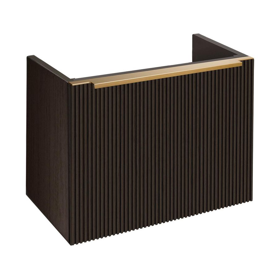 Onderkast v. wastafel WOOD 40x29,5x20cm 1 deur rechts licht eik / greep type M3 alu. mat zwart