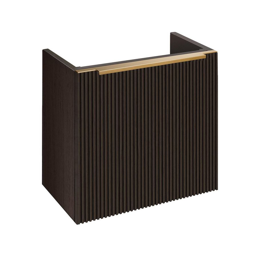 Onderkast v. wastafel WOOD 40x50x20cm 1 deur links licht eik / greep type M4 alu. mat goud