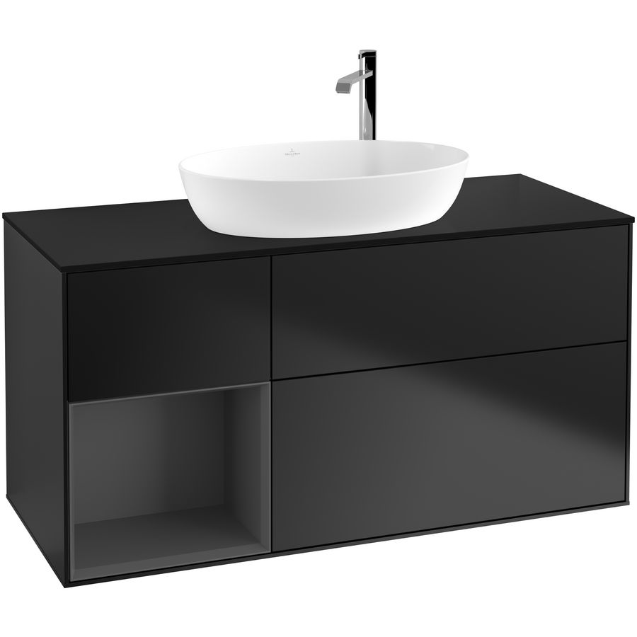 Wastafelonderkast Finion 1200x603x501mm Black Matt Lacquer F942GKPD