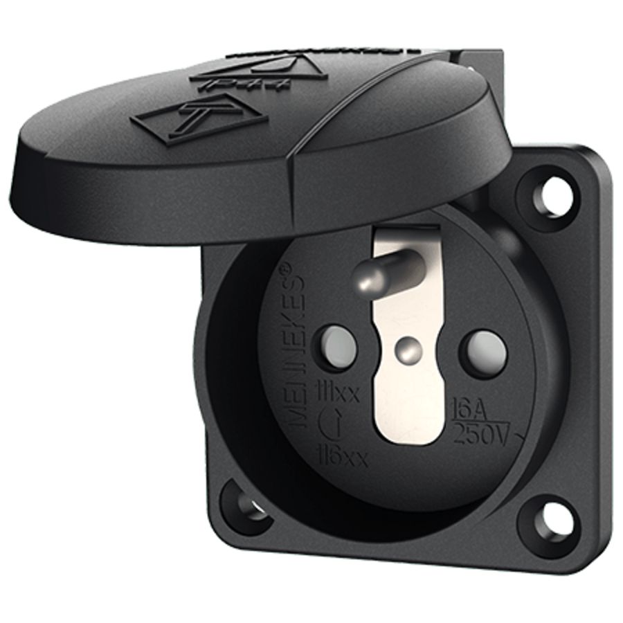 Inbouwwandcontactdoos 16A 2P+A 230V IP44 KI BE zwart