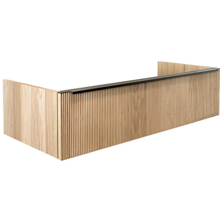 Onderkast v. wastafel WOOD 120x50cm 1x la rode eik / greep type M3 alu. mat zwart (voor enkele waskom)