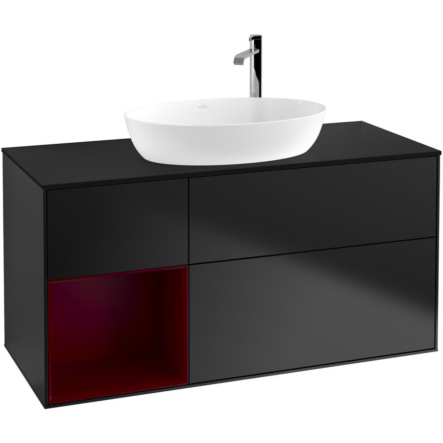 Wastafelonderkast Finion 1200x603x501mm Black Matt Lacquer F942HBPD