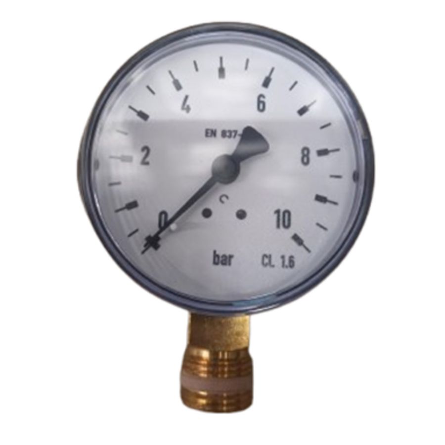 UFH MANOMETER 0-10 BAR 3/8" BUITENDRAAD