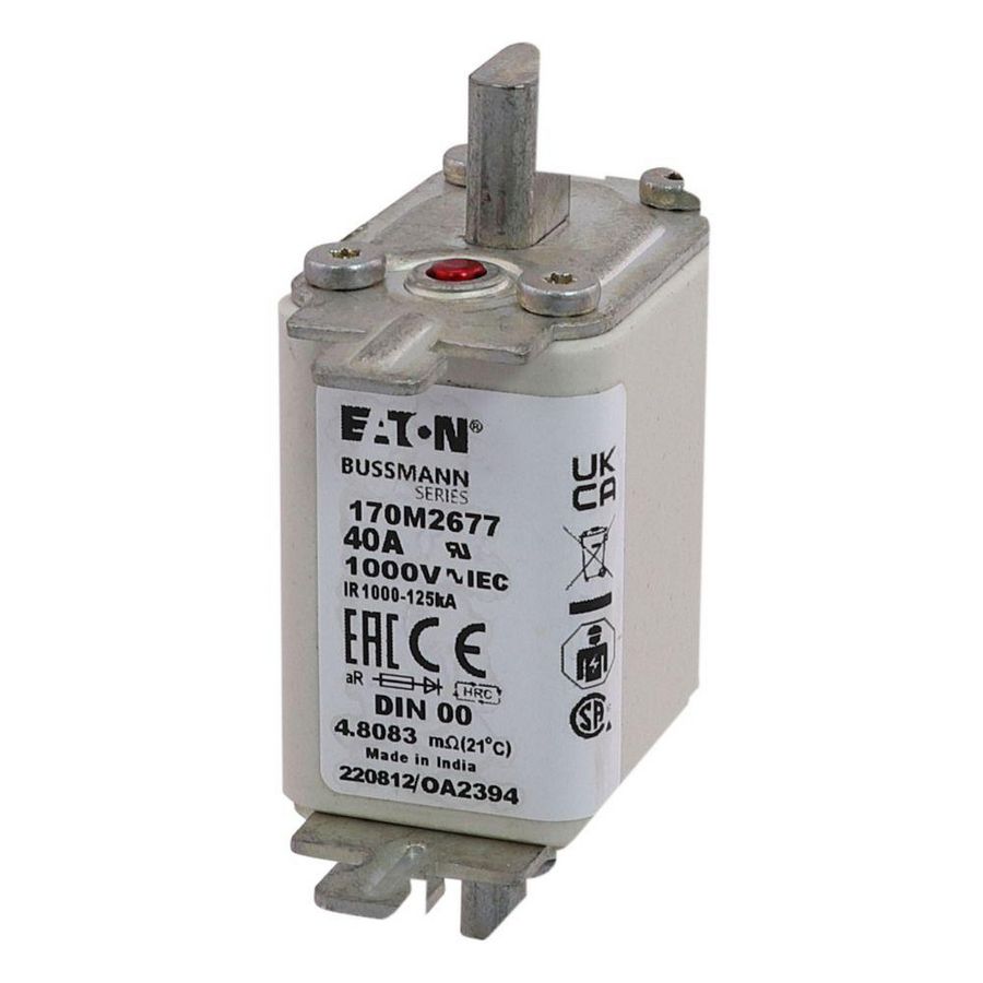 Zekering hoge snelheid 40A AC 1000V 125kA 00 aR IEC VVE=6