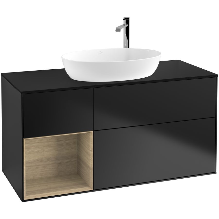 Wastafelonderkast Finion 1200x603x501mm Black Matt Lacquer F942PCPD