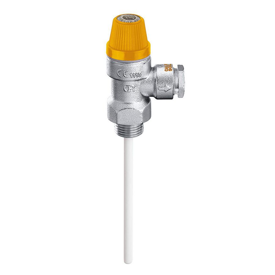 Temperatuur-druk overstortventiel / veiligheidsklep serie 309 Solar 1/2"bt. x 15mm knel 10bar