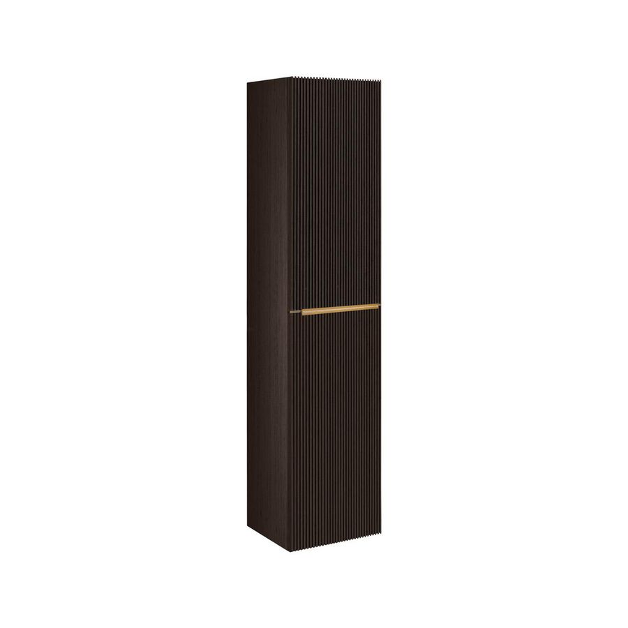 Kolomkast WOOD 35cm H=172cm 2 deuren links donker eik / greep type M4 alu. mat goud