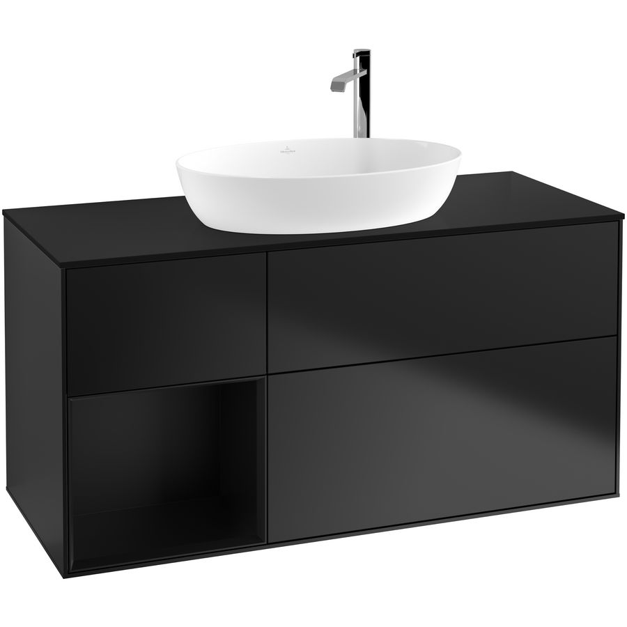 Wastafelonderkast Finion 1200x603x501mm Black Matt Lacquer F942PDPD