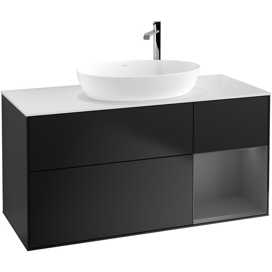 Wastafelonderkast Finion 1200x603x501mm Black Matt Lacquer F951GKPD