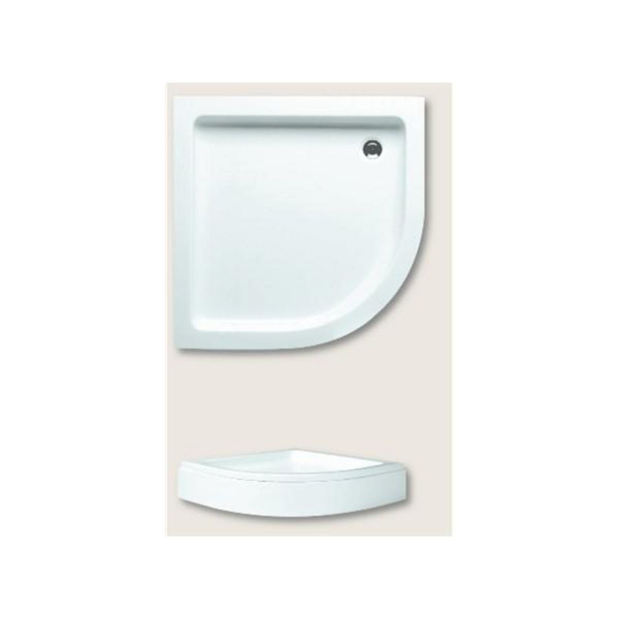 Douchebak ELM kwartrond 90x90cm R55 acryl wit randhoogte 3,5cm glans incl. pootset en paneel