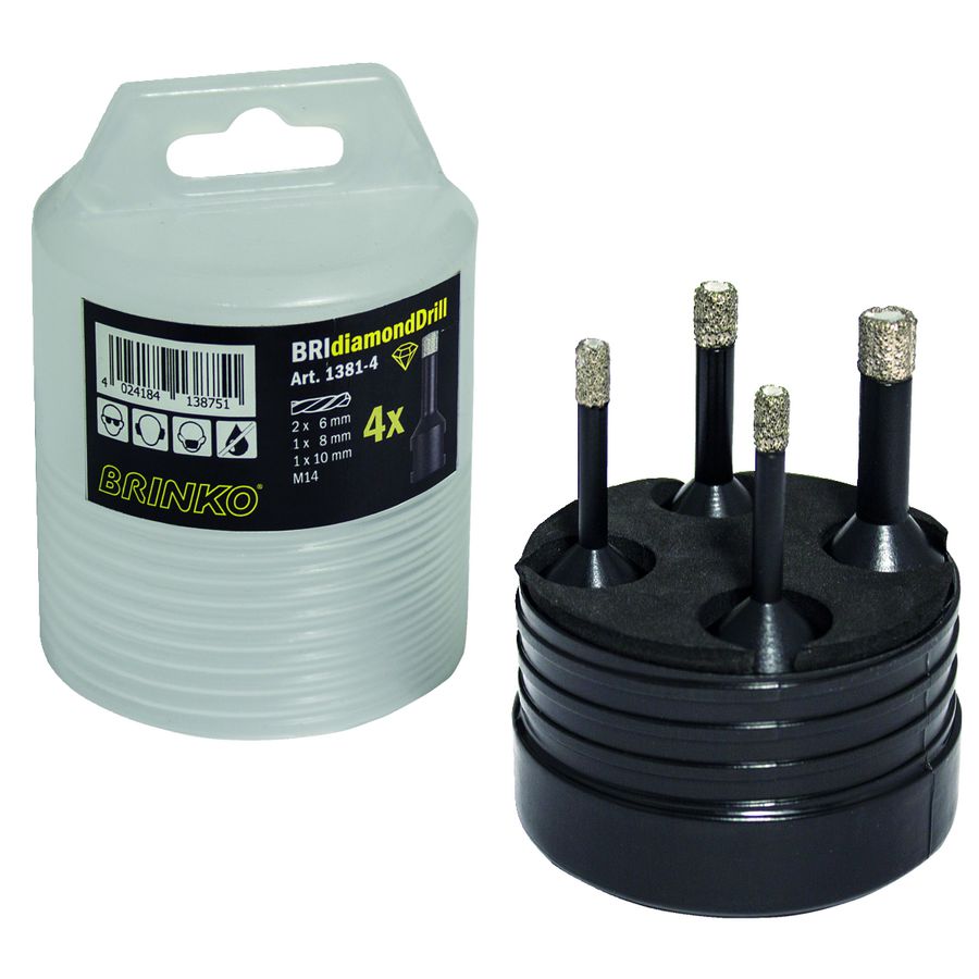 Tegelboor diamantset 4 delig