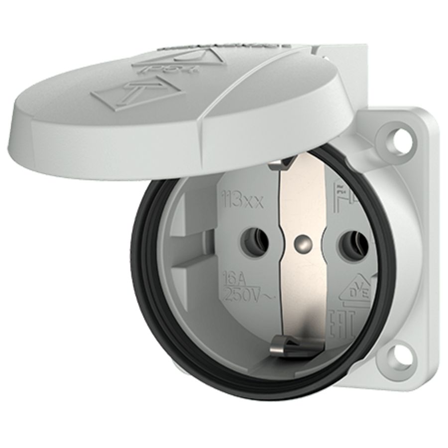 Inbouwwandcontactdoos 16A 2P+A 230V IP54 SCHUKO grijs