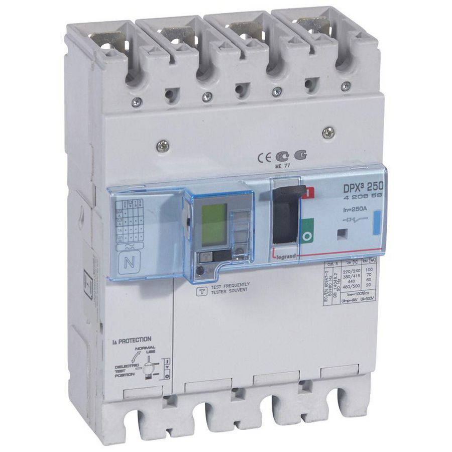 Vermogensschakelaar 250 ELE + RCD 250A 4-polig 70kA DPX3