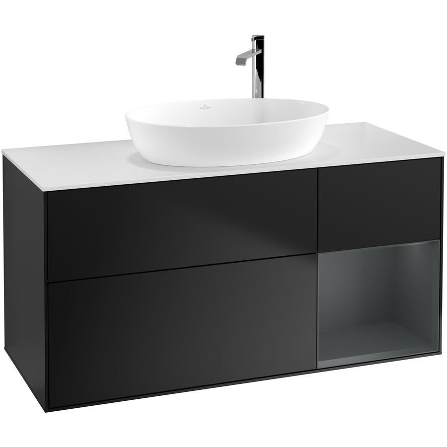Wastafelonderkast Finion 1200x603x501mm Black Matt Lacquer F951HGPD