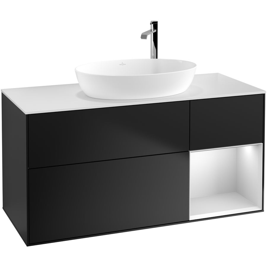 Wastafelonderkast Finion 1200x603x501mm Black Matt Lacquer F951MTPD