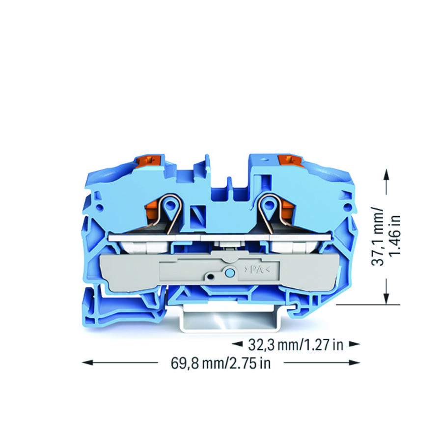 2-draads rijgklem Met drukknop 16 mm² blauw VVE=20