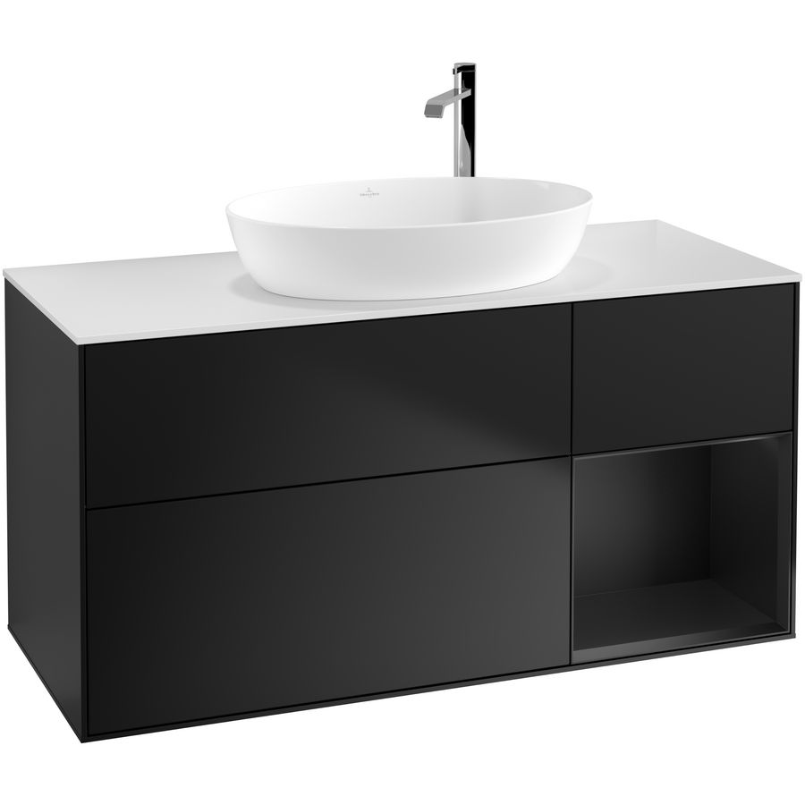 Wastafelonderkast Finion 1200x603x501mm Black Matt Lacquer F951PDPD