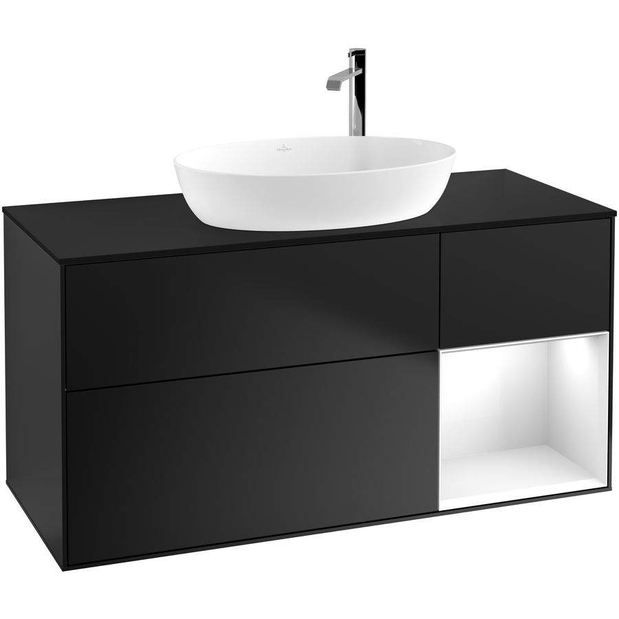 Wastafelonderkast Finion 1200x603x501mm Black Matt Lacquer F952GFPD