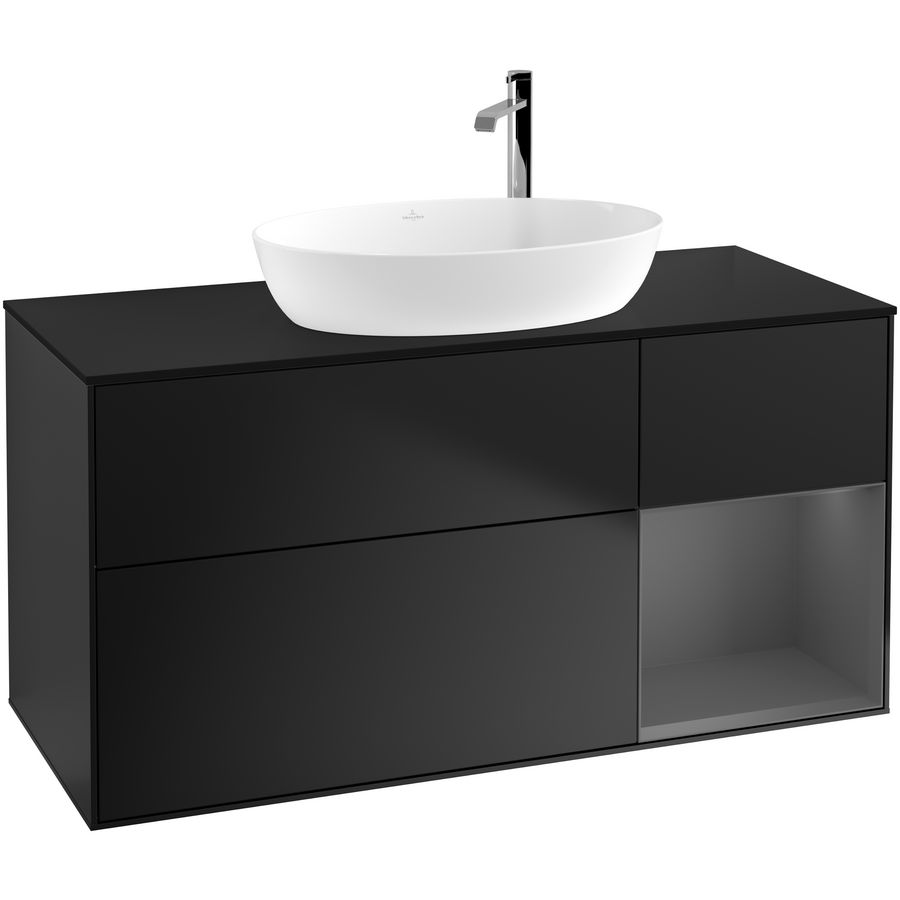 Wastafelonderkast Finion 1200x603x501mm Black Matt Lacquer F952GKPD