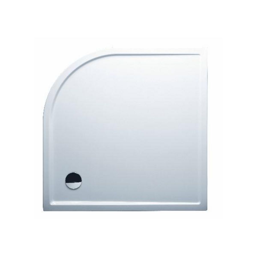Douchebak ZURICH kwartrond 100x100cm R55 acryl wit randhoogte 4,5cm glans vloermontage