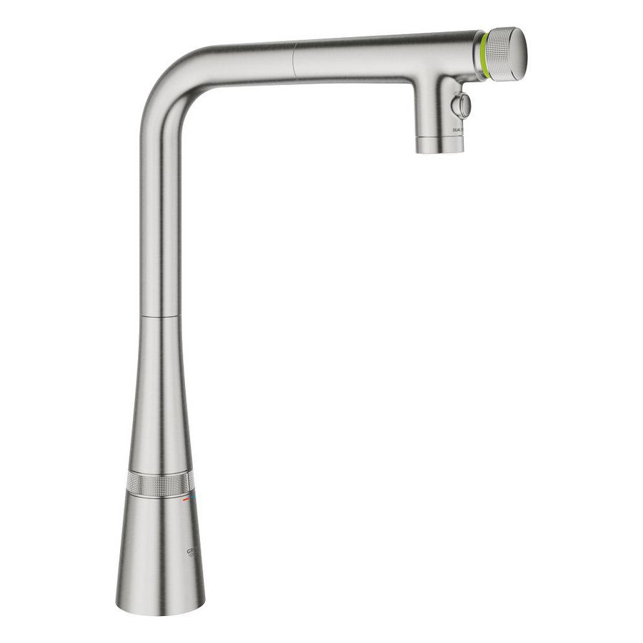 Zedra keukenkraan smartcontrol L-uitloop uittrekbaar dual spray supersteel (rvs look) (prof)