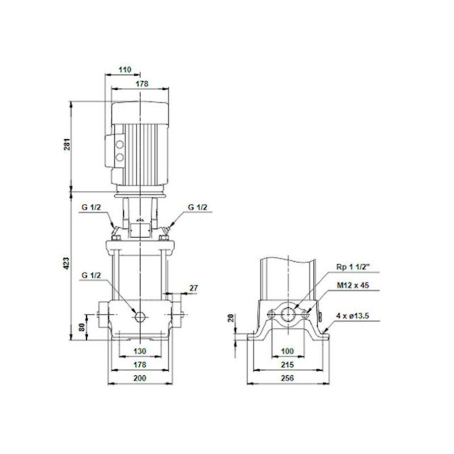 Centrifugaalpomp CR10-04 A-A-A-E-HQQE 1.5 kW 3x400Y 50 Hz