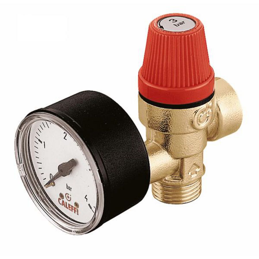 Overstortventiel 1/2"bt. x bn. 3 bar met manometer