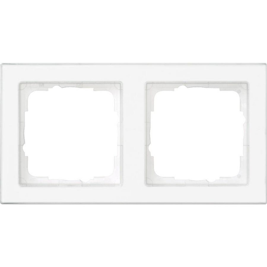 Afdekraam 2-v compleet beschr. Gira E2 clear/zuiver wit