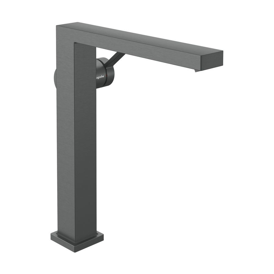 Tecturis E 1-hendel highriser wastafelkraan 240 Fine CoolStart EcoSmart+ voor waskommen met afvoerplug Brushed Black Chrome