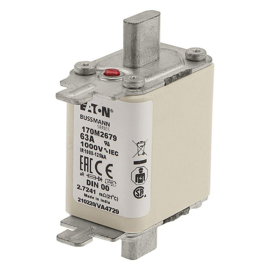 Zekering hoge snelheid 63A AC 1000V 125kA 00 aR IEC VVE=6