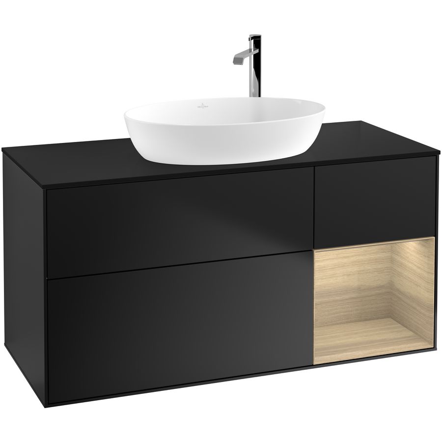 Wastafelonderkast Finion 1200x603x501mm Black Matt Lacquer F952PCPD