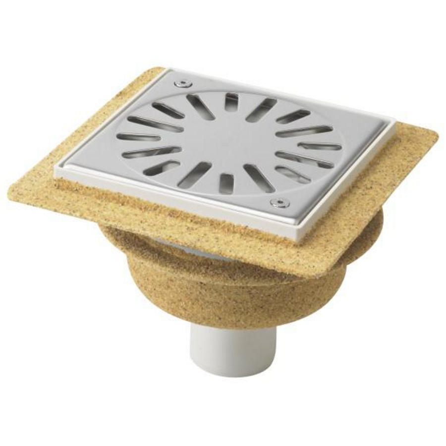 Vloerput 146x146mm ws50 vastrooster RVS onderuitl.+fl. zand