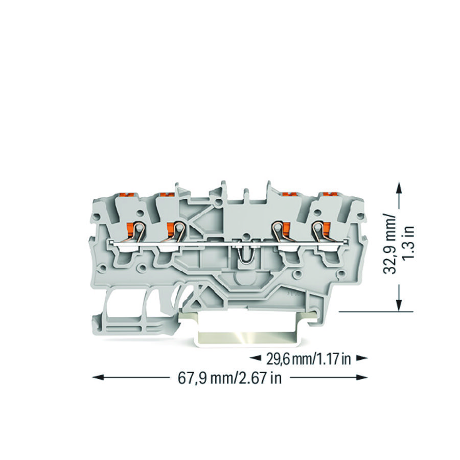 4-draads rijgklem Met drukknop 1 mm² grijs VVE=100