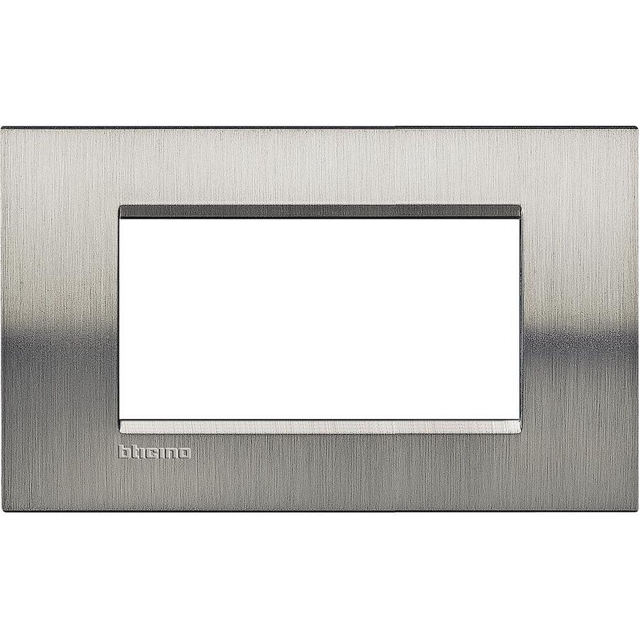 Afdekraam rechthoekig Geborsteld staal 4 mod. Livinglight