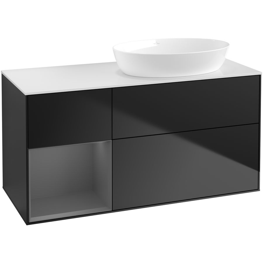 Wastafelonderkast Finion 1200x603x501mm Black Matt Lacquer FA41GKPD