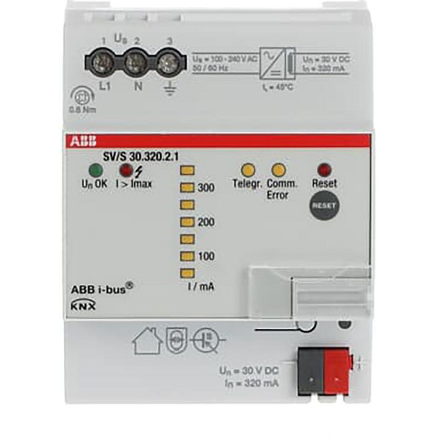 Voeding met diagnosefunctie KNX 320 mA DIN-rail (SV/S30.320.2.1)