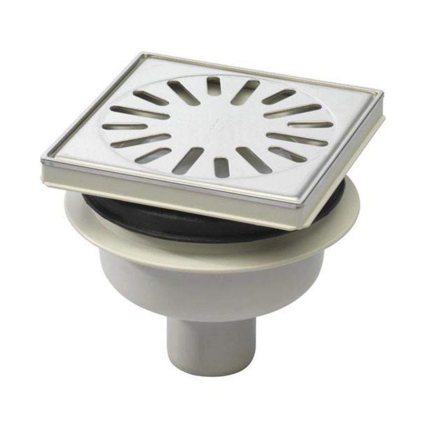 Vloerput 146x146mm ws50 rooster RVS+sierrand onderuitl.