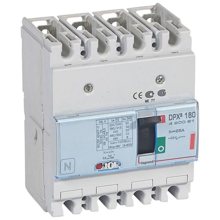 Vermogenschakelaar 160 Thermomagn. 25A 4-polig 36kA DPX3