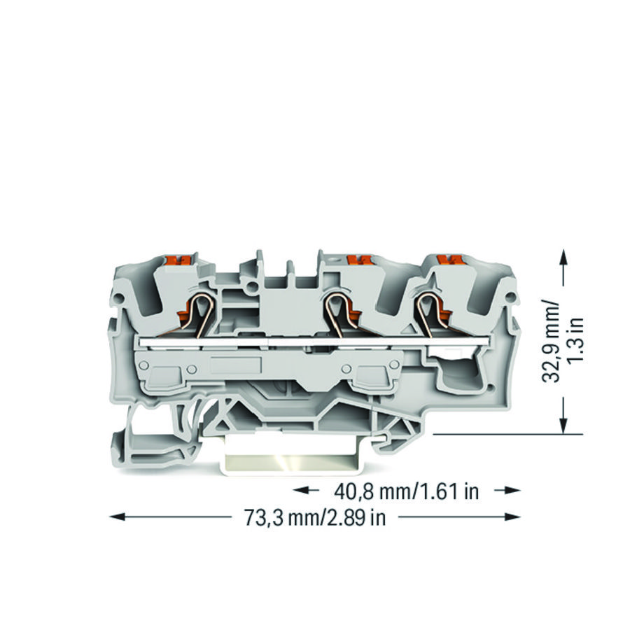 3-draads rijgklem Met drukknop 6 mm² grijs VVE=25