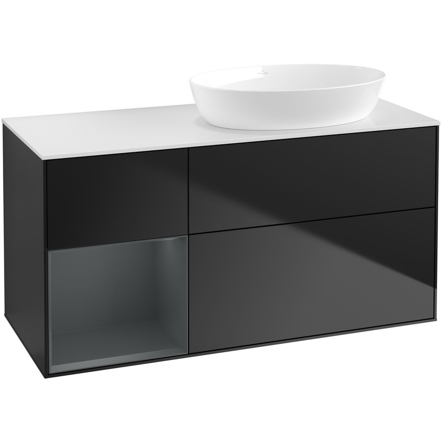 Wastafelonderkast Finion 1200x603x501mm Black Matt Lacquer FA41HGPD
