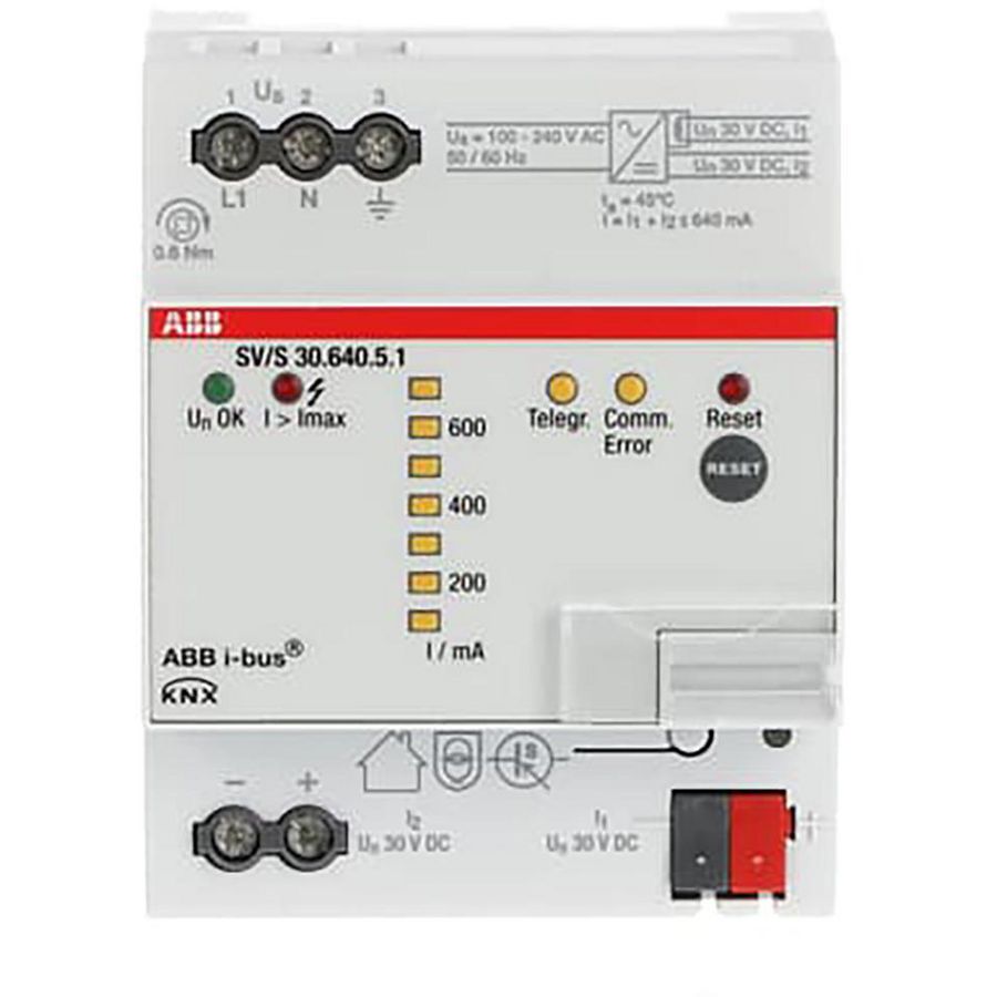 Voeding met diagnosefunctie KNX 640 mA DIN-rail (SV/S30.640.5.1)