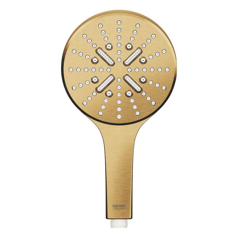 Handdouche rainsh. 130 smartact. 3 straalsoorten vierkant cool sunrise geborsteld (mat goudkleurig)