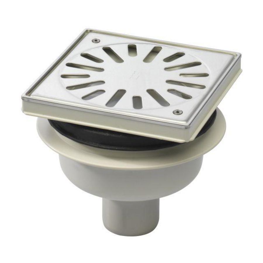 Vloerput 146x146mm ws50 vastrooster RVS+sierrand onderuitl.