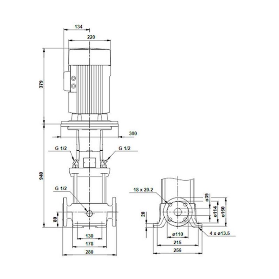 Centrifugaalpomp CR10-20 A-FJ-A-E-HQQE 3x400D 50 Hz