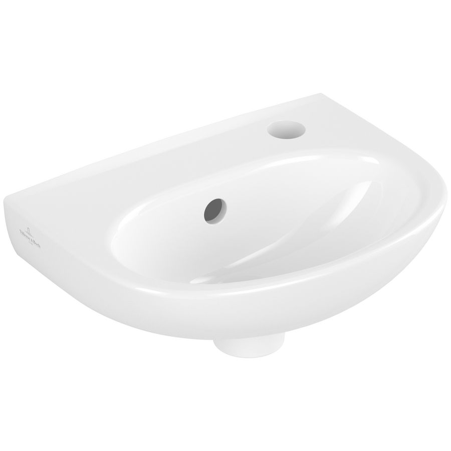 O.novo fontein met kraangat rechts + overloop 360x275mm wit alpin