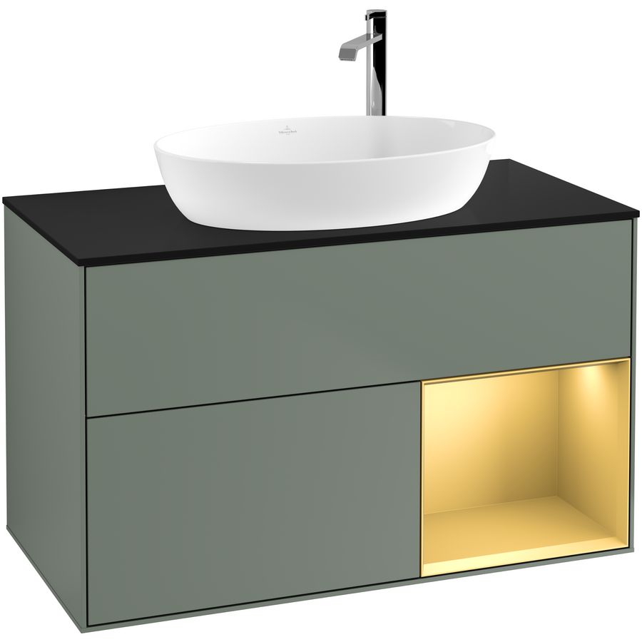 Wastafelonderkast Finion 1000x603x501mm Olive Matt Lacquer F902HFGM