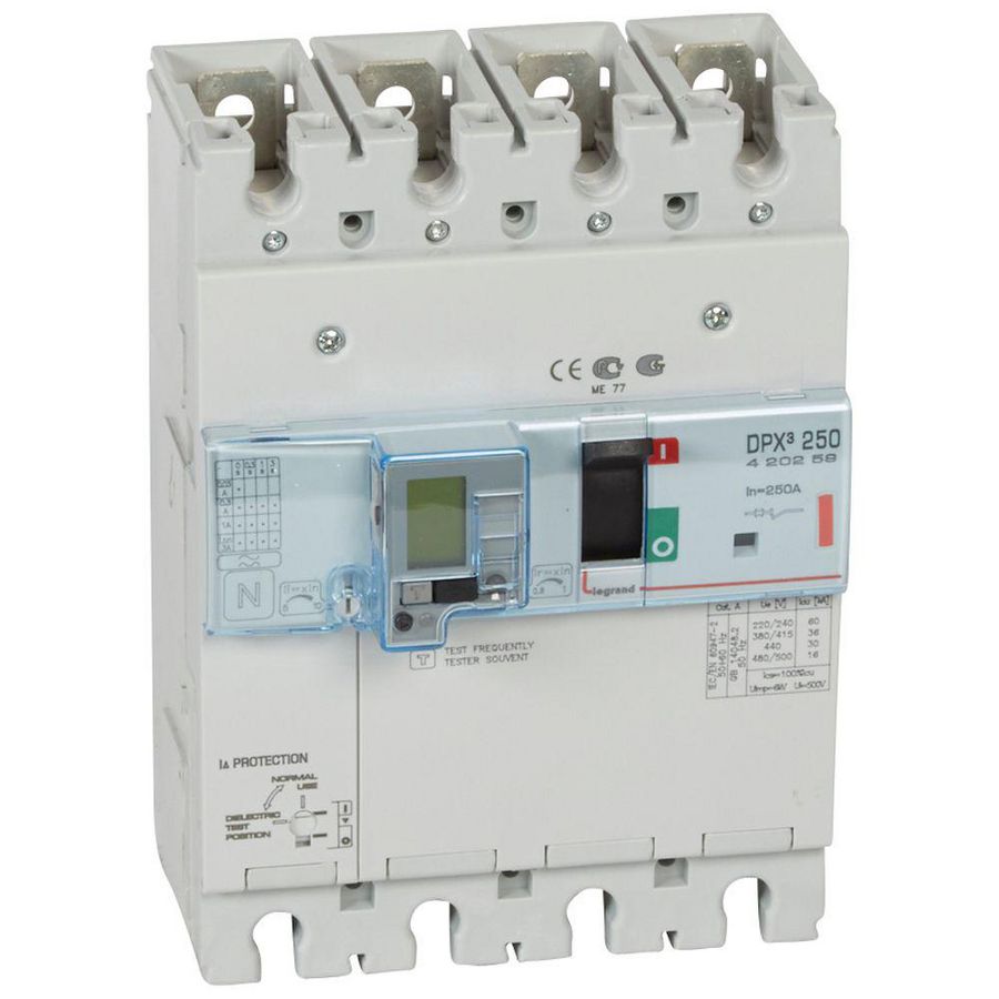 Vermogensschakelaar 250 Thermomagn. + RCD 250A 4P 36kA DPX3